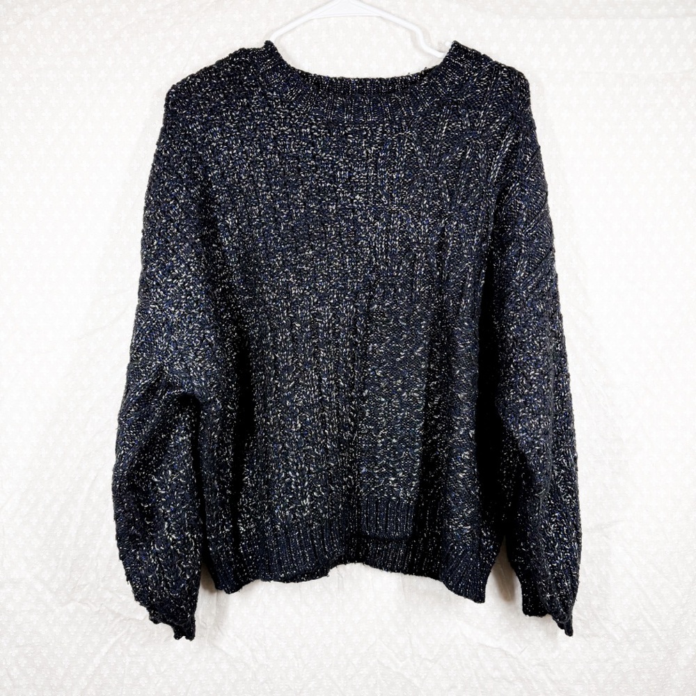 Desigual Black‎ Gold Metallic Cable Knit Sweater
